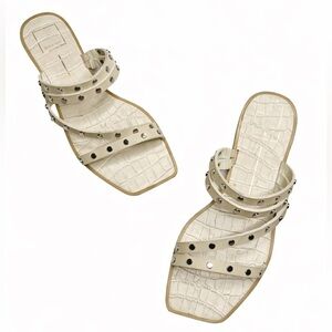 Dolce Vita Indo Cream Studded Slide Sandals Size 7 Croc Embossed MSRP $80